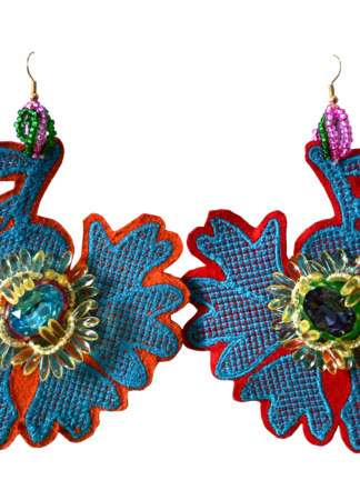 Flowers earrings blue/orange