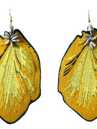 Leaves earrings orange/blue