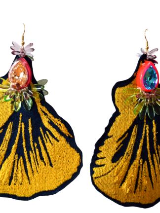Leaves earrings blue/orange