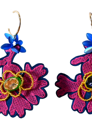 Flowers earrings pink/blue